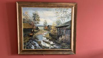 Russisch schilderij x2, vorige eeuw, 74x84 cm beschikbaar voor biedingen