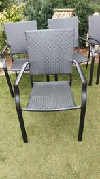 4 stapelbare wicker tuinstoelen, Ophalen, Gebruikt, Wicker, Stapelbaar