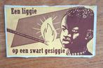 Huishouddoos lucifermerk Een liggie....., Ophalen of Verzenden, Gebruikt, Luciferdoosjes of -merken