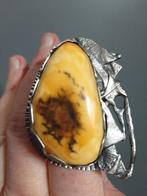 Mooie Baltic Amber Barnsteen sterling zilveren ring maat 18,, Met edelsteen, Zilver, Ring, Verzenden