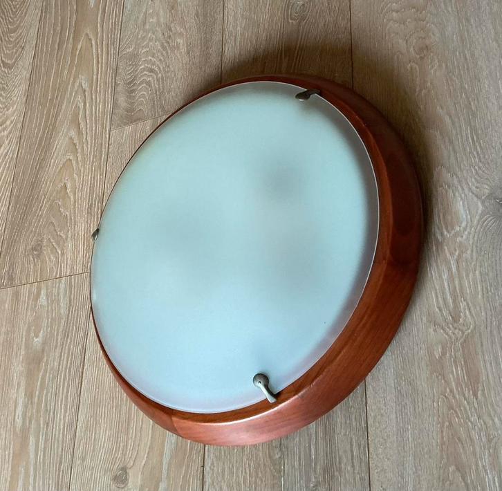 Mooie grote plafonniere, Huis en Inrichting, Lampen | Plafondlampen, Gebruikt, Glas, Hout, Metaal, Overige materialen, Ophalen of Verzenden
