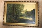 Schilderij groot bos - water landschap, Antiek en Kunst, Ophalen