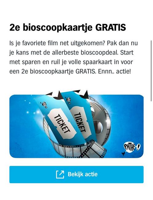 Spaarkaarten AH: 2e bioscoopkaartje gratis, Tickets en Kaartjes, Kortingen en Cadeaubonnen, Drie personen of meer, Overige typen