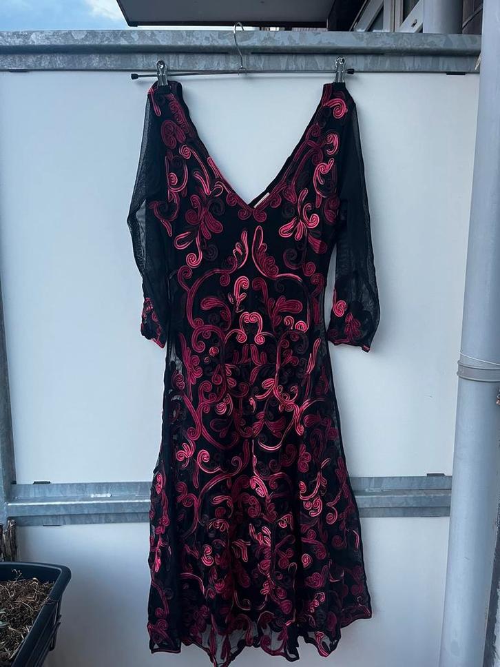 Hunza jurk maat M - Kant, roze/zwart, Kleding | Dames, Jurken, Zo goed als nieuw, Maat 38/40 (M), Zwart, Verzenden