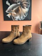 AQA Cognac Leren Enkellaarsjes Maat 39, Ophalen of Verzenden, Zo goed als nieuw, Bruin, Lage of Enkellaarzen