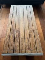 Steenschot salontafel met X-poten, Huis en Inrichting, Tafels | Salontafels, Ophalen, Gebruikt, 100 tot 150 cm, 50 tot 100 cm