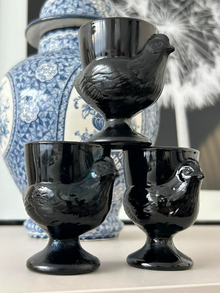 5 vintage Franse eierdopjes, Ophalen of Verzenden, Overige stijlen, Glas, Schaal of Schalen
