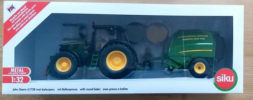 John Deere 6175R met Balenpers  Beursmodel 2023, Hobby en Vrije tijd, Modelauto's | 1:32, Nieuw, Tractor of Landbouw, SIKU, Ophalen of Verzenden