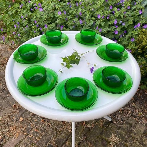 Vintage schaaltjes en bordjes Arcoroc Sierra groen, Huis en Inrichting, Keuken | Servies, Gebruikt, Overige typen, Overige stijlen