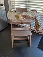 Stokke triptrap, playtray,kussens,rugsteuntje, vloerglijders, Ophalen, Zo goed als nieuw, Meegroeistoel, Afneembaar eetblad