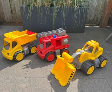 Set BIG power worker kiepwagen/brandweerauto/graafmachine beschikbaar voor biedingen