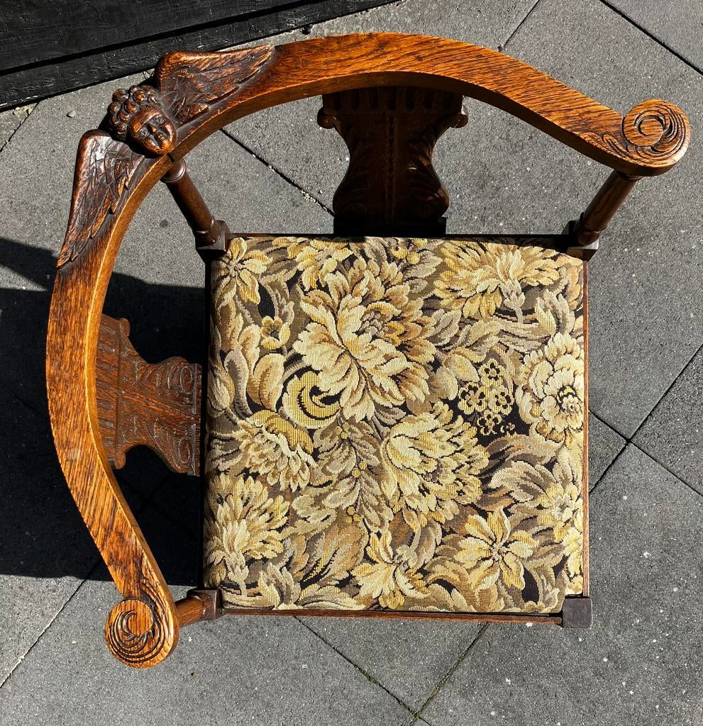 Antieke hoekstoel, gestoffeerd, Antiek en Kunst, Antiek | Meubels | Stoelen en Banken, Ophalen
