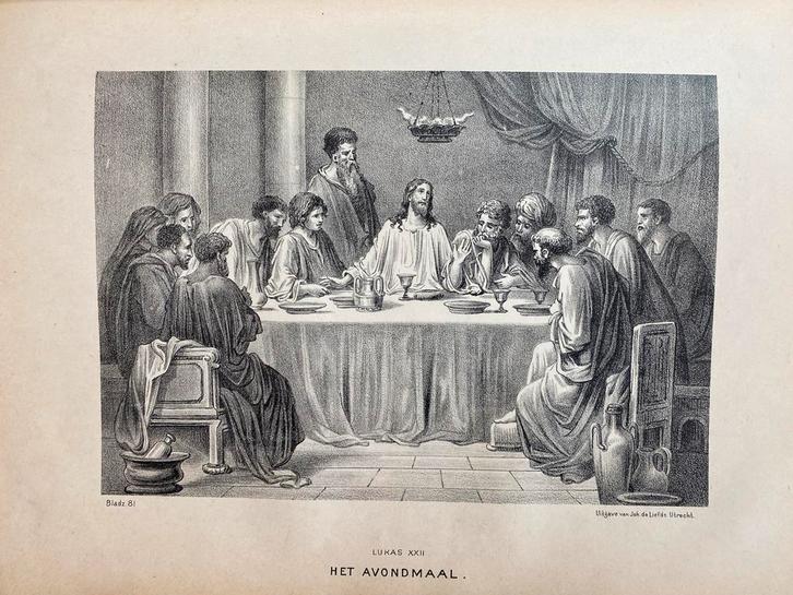 Zeer Oude Bijbel met Prachtige Afbeeldingen, Antiek en Kunst, Kunst | Etsen en Gravures, Ophalen of Verzenden