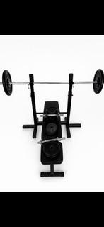 Fitnessbank met halterset en stang (78 kg aan schijven), Ophalen, Gebruikt, Fitnessbank