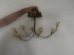 Hanglamp brons met 8 lampjes, Ophalen, Gebruikt, Glas, Minder dan 50 cm