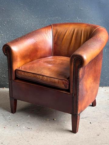 Vintage Leren Clubfauteuil beschikbaar voor biedingen