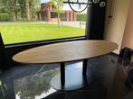 Ovale masief eiken eettafel zwart stalen poot PRIJS VERLAAGD, Huis en Inrichting, Tafels | Eettafels, Ophalen, 100 tot 150 cm