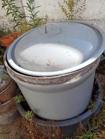 Vintage emaille Soep-Pan was-ketel  groot en oud beschikbaar voor biedingen