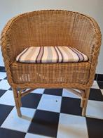 Rotan stoel met kussen, Ophalen, Gebruikt, Bruin, Riet of Rotan