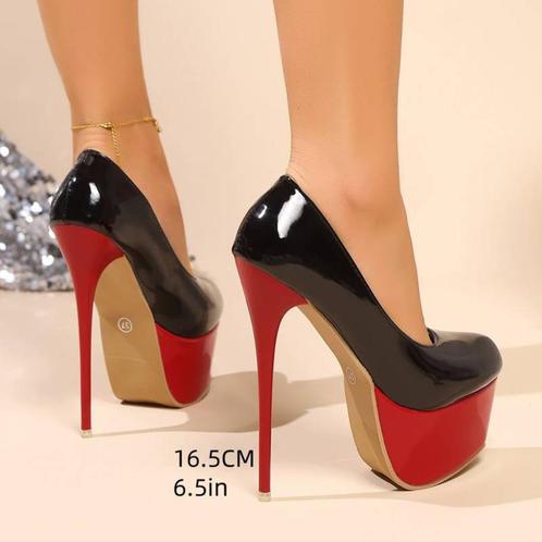 Nieuwe kinky rood/ zwarte lak Stiletto Hakken 16,5 cm, Kleding | Dames, Schoenen, Nieuw, Pumps, Rood, Verzenden