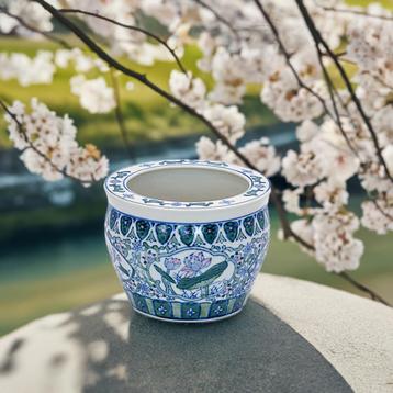 Vintage Chinese Bloemen Keramiek Planter, gemerkt  beschikbaar voor biedingen