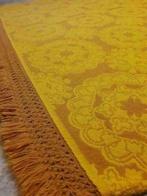 Retro vintage sprei foulard geel eenzijdige franje 194/130, Huis en Inrichting, Woonaccessoires | Plaids en Woondekens, Gebruikt