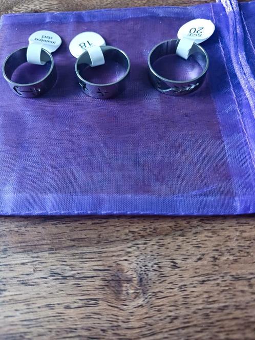 RVS Ringenset - Anchor, Star, Arrow - Maten 18, 20, Sieraden, Tassen en Uiterlijk, Ringen, Nieuw, Dame of Heer, 17 tot 18, Zilver