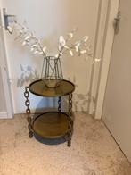 Messing bijzettafel, Huis en Inrichting, Minder dan 55 cm, Metaal of Aluminium, Rond, Zo goed als nieuw
