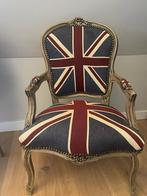 Barok stoel bruin/grijs gelakt Engelse vlag, Huis en Inrichting, Barok, Zo goed als nieuw, Hout, Ophalen