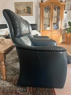 2 blauwe leren relaxstoelen, Huis en Inrichting, Fauteuils, Gebruikt, Ophalen of Verzenden, 50 tot 75 cm, Leer