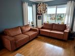 Cognac Lederlook Bankstel + Stoel - Zo Goed Als Nieuw!, Ophalen, 250 tot 300 cm, 75 tot 100 cm, Zo goed als nieuw