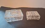 2 vintage kristallen bakjes met deksel. Voor op toilettafel., Antiek en Kunst, Ophalen of Verzenden