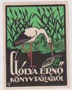 Exlibris met ooievaar, Antiek en Kunst, Kunst | Etsen en Gravures, Ophalen of Verzenden