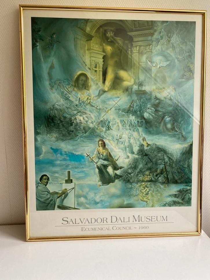 Dalí poster – The Ecumenical Council – ingelijst, Antiek en Kunst, Kunst | Schilderijen | Klassiek, Ophalen