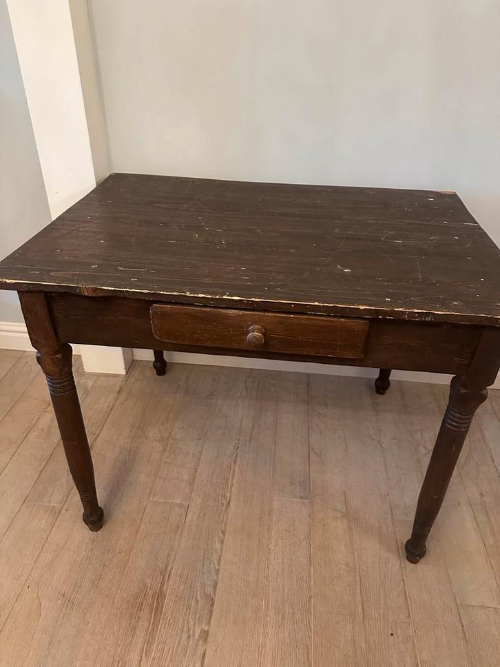 Brocante Tafeltje met Lade, Antiek en Kunst, Curiosa en Brocante, Ophalen of Verzenden