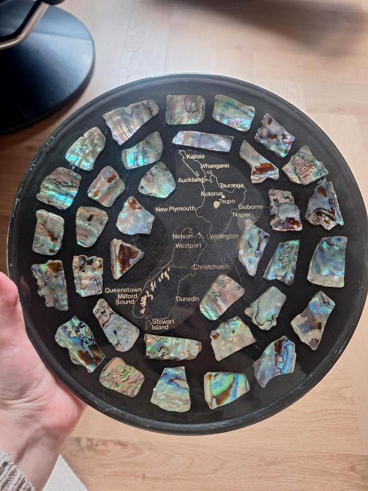 Decoratief Dienblad met Abalone Stukjes, Huis en Inrichting, Woonaccessoires | Overige, Gebruikt, Ophalen of Verzenden