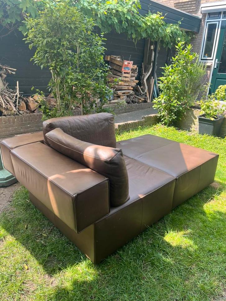 Bruin leren Fauteuil plus hocker Gelderland, Huis en Inrichting, Banken | Sofa's en Chaises Longues, Zo goed als nieuw, Eenpersoons
