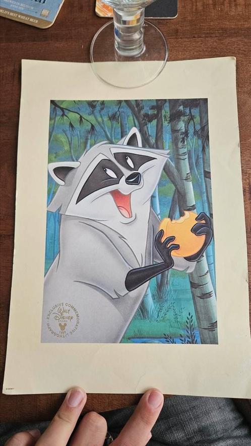 Commemoratieve lithograaf van Meeko 1996, Verzamelen, Disney, Gebruikt, Plaatje of Poster, Pocahontas of Kl. Zeemeermin, Ophalen