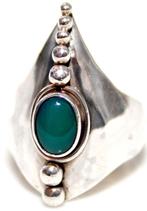 Schitterende Sterling Zilver Chrysopraas Design Ring, Met edelsteen, Zilver, Ring, Verzenden