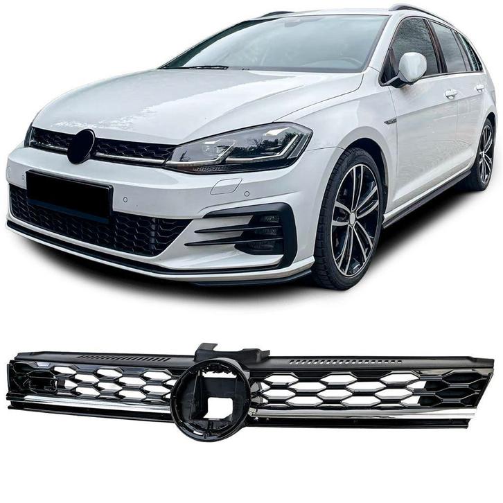 Grill Voor VW Golf 7 Facelift GTI Look Glans Zwart Chrome Bi, Auto diversen, Tuning en Styling, Ophalen of Verzenden