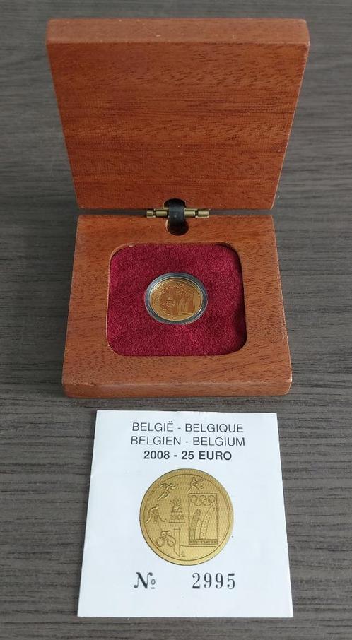 België 25 euro 2008 Olympisch Team 1/10 oz goud, Postzegels en Munten, Munten | België, Goud, Goud, Ophalen of Verzenden