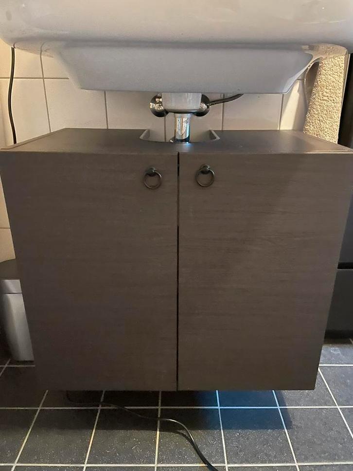 Wastafel kast + opbergkast zwart Ikea, Huis en Inrichting, Badkamer | Badkamermeubels, Zo goed als nieuw, Wastafelkast, Minder dan 100 cm