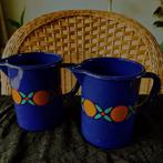 2 retro emaille kannetjes met motief, Ophalen of Verzenden, Huis en Inrichting