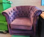 Paarse fauteuil met gratis kussens, Ophalen, Gebruikt, 100 tot 125 cm, Chesterfield