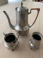 Antiek tinnen theepot met roomstel, Ophalen of Verzenden