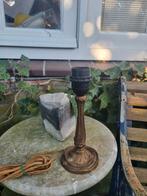 Messing voet tafellamp antiek, Ophalen of Verzenden