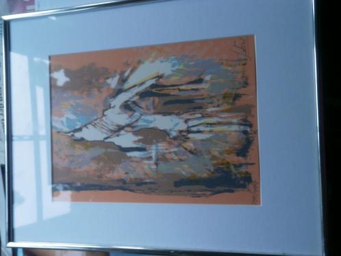 Jaques SOREL, Mooie Gekleurde Zeefdruk in Mooie lijst VOGEL, Antiek en Kunst, Kunst | Litho's en Zeefdrukken, Ophalen of Verzenden