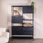 Giga Meubel zwarte Wandkast mangohout, Huis en Inrichting, Japandi, 100 tot 150 cm, Ophalen of Verzenden, Zo goed als nieuw