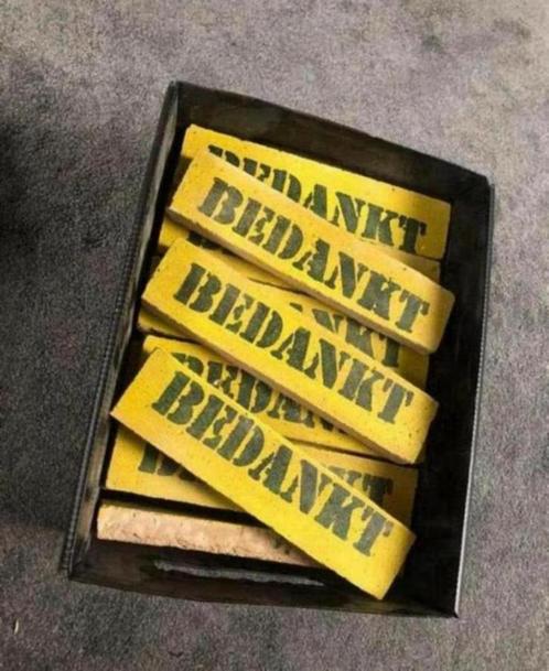 Baksteentjes met tekst “bedankt”, Hobby en Vrije tijd, Feestartikelen, Nieuw, Overige typen, Geboorte of Huwelijk, Ophalen