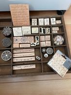 Grote houten stempelset:alfabet, quotes, figuren, versiering, Ophalen of Verzenden, Zo goed als nieuw, Houten stempel